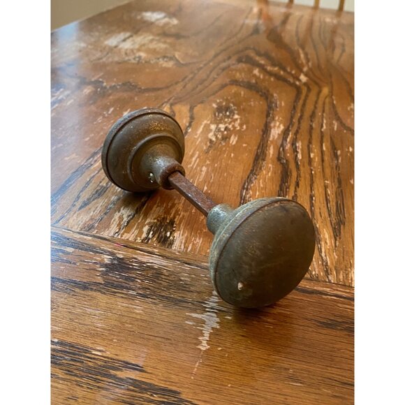 Vintage Antique Brass Door Knob Patina 6" - Picture 2 of 4